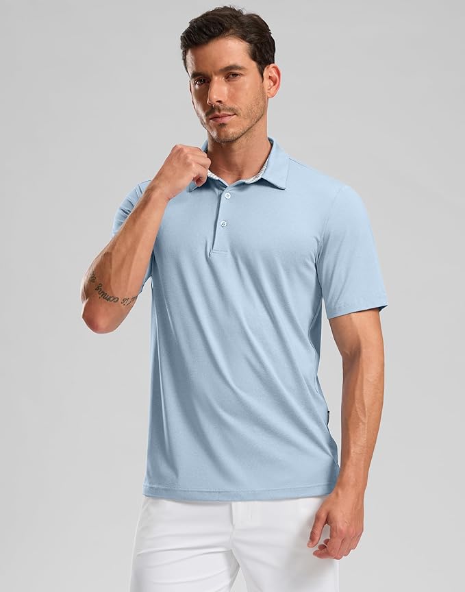 Golf Shirts Heather Polo Short Sleeve Dry Fit Lightweight Moisture Wicking Collared Shirts Casual Athletic Business
