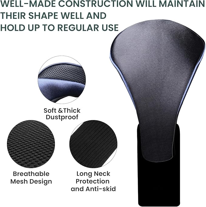 FINGER TEN Golf Club Head Covers for Woods Driver Fairway Hybrid Value 3/5 Pack, Long Headcover Interchangeable Accessories for Ultimate Club Protection