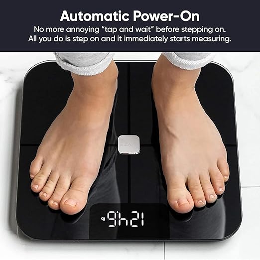 Wyze Scale for Body Weight, Digital Bathroom Smart Scale for Body Fat, BMI, and Heart Rate, 12 Body Composition Analyzer with App, Bluetooth, 400 lb - Black