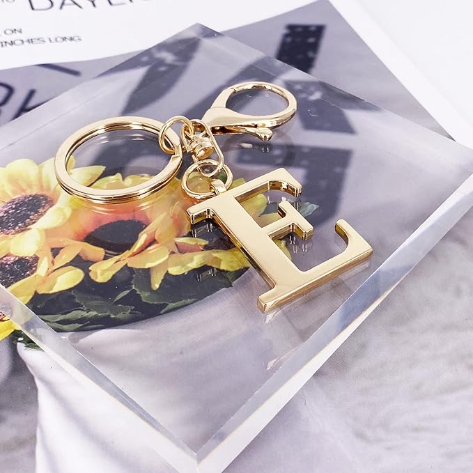 LAXPICOL Gold Letter A-Z Keychain for Women Bag Charms Purse Charms For Handbags Metal Alphabet Initial Letter Keychain