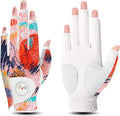 FINGER TEN Stylish Golf Gloves Women with Ball Marker 1 Pack for Left or Right Hand, Breathable Glove with Fashion Patterns for Ladies Right Left Handed Golfer