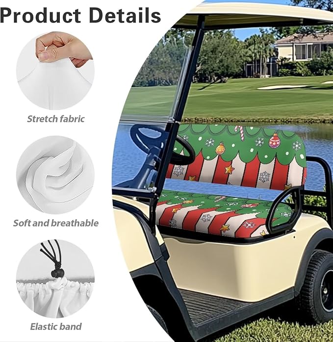 Golf Cart Seat Covers, Universal Fit & Nonskid Bottom Fits for Club Car 2 Person Seats Golf Carts