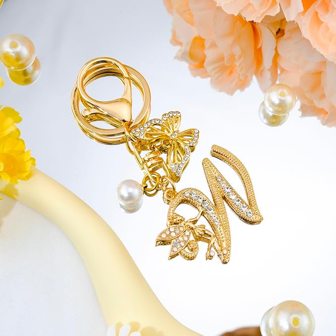 Initial Keychain Bag Charm Women Purse Charms for Handbags Accessories Charm for Wallet Butterfly Pendant for Girls