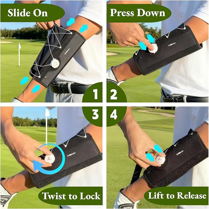 Golf Training Aids Swing Trainer & Elbow Brace - Fix Chicken Wing with Quick Lock Knob, Solo Use Corrective Aid for Men & Women, Beginner to Pro Training Tool, Golf Gift Idea