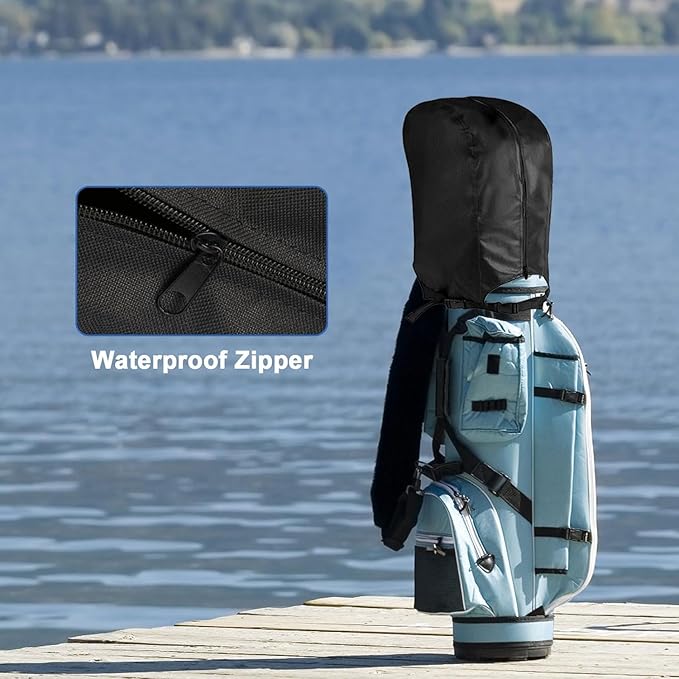 Golf Bag Rain Cover, Portable Rainproof Dustproof Waterproof Raincoat Golf Bag Protector with Zipper Club Bags Raincoat for Golf Bag Devices Golf Push Carts Equipment