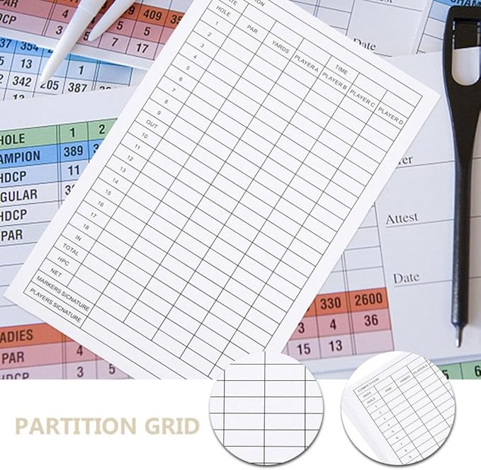 30pcs Golf Scorecards Durable Coated Paper Score Record Tools for Keeping Lightweight and Portable Design for Golf Courses and Statistics Tracking