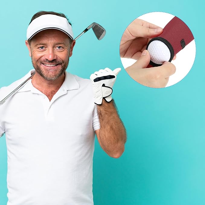 PATIKIL Golf Ball Carry Bag, 2 Pcs Golf Tee Holder Pouch Portable Neoprene Golf Ball Holder with Clip for Men and Women Storage Gifts, Burgundy