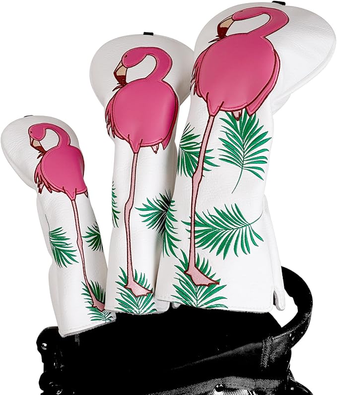 Craftsman Golf Flamingo White Golf Driver Fairway Wood Hybrid Putter Headcover Head Cover
