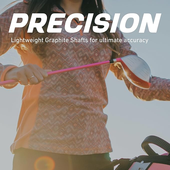 Precise M5 Womens Golf Clubs Full Set, Titanium Driver, S.S. Fairway, S.S. Hybrid, S.S. 5-PW Irons, Putter, Stand Bag, 3 H/C's, Golf Clubs Women Right Handed, Pink