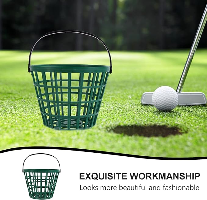 YARNOW Golf Ball Basket with Handle Nylon Golf Ball Container Golf Ball Bin (Green, Golf Balls are Excluded)