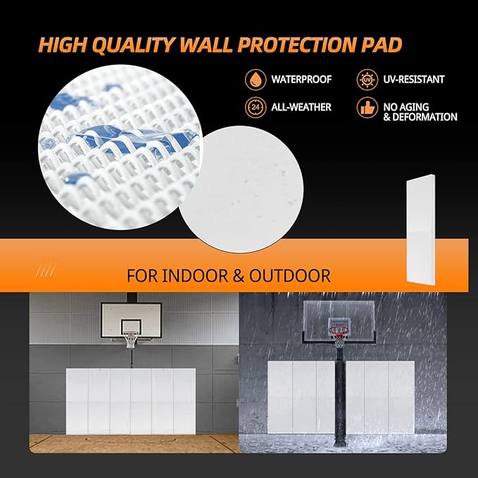 PROGOAL Gym Wall Paddings Basketball Court Wall Protection Pad - 2”Thick Foam Wall Mat Durable Protector for Wall-Mounted Basketball Hoops Garage Taekwondo（60" Lx20 W）