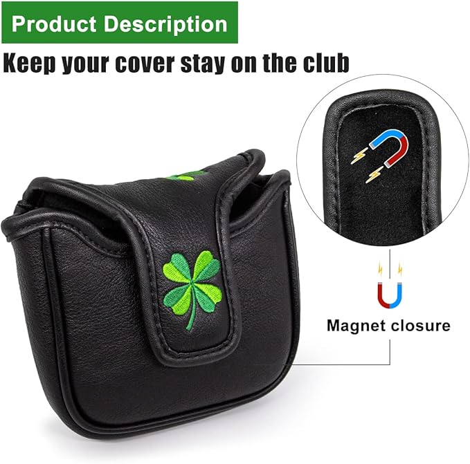 Live Lucky Golf Club Headcover Shamrock Golf Head Cover Elegant Embroidery Premium Leather Driver Covers Fairway Wood Covers Hybrid Headcovers Mallet Blade Putter Covers