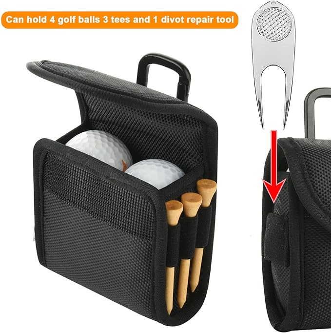 Cosmos Golf Ball Pouch Golf Tees and Divot Repair Tool Holder Nylon Golf Bag Accessories Belt Bag Gifts for Men