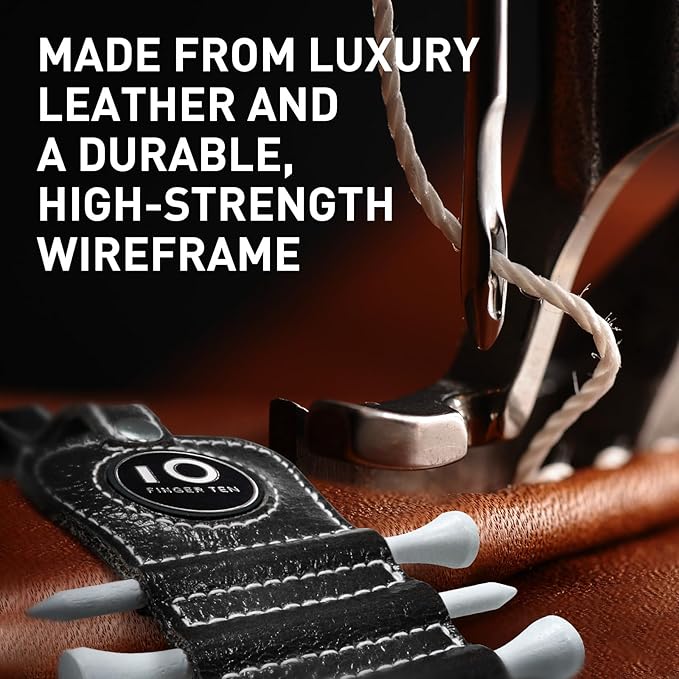 FINGER TEN Golf Tee Holder with Ball Marker and 4 Pcs Wood Tees Value 1/2 Pack, Luxury Leather Gift Hook to Golf Bag Belt Clip