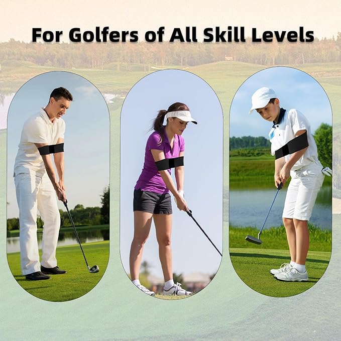 Golf Grip Trainer with Swing Correcting Arm Band - Black Combo Set Improves Golf Swing Skills and Stable Accuracy, Helping to Train Correct Hand and Arm Positioning, Suitable for Golfers of All Levels