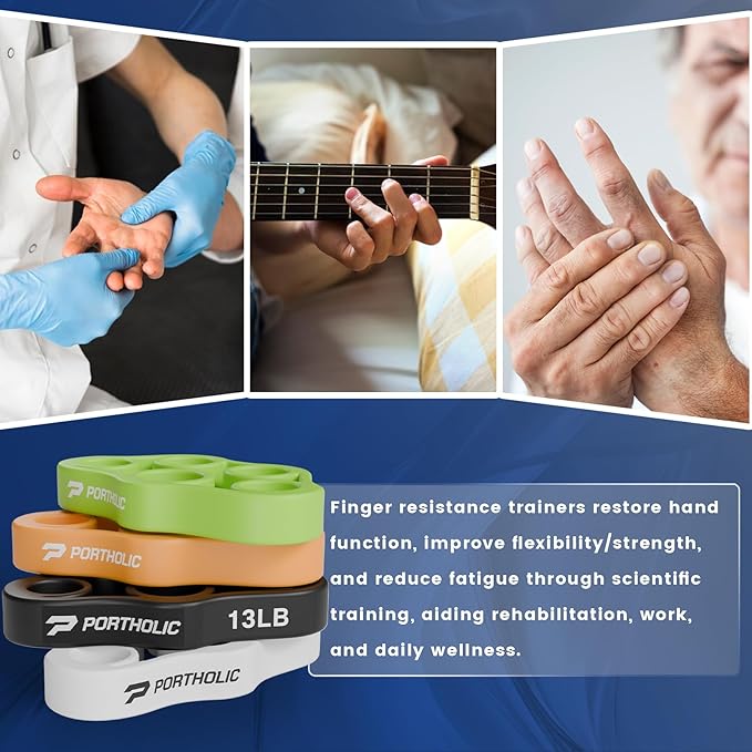 4 Pack Hand Exerciser Grip Strengthener, Finger Stretcher Hand Grip Resistance Bands Hand Strengthener Hand Strengthening Forearm Exerciser for Arthritis