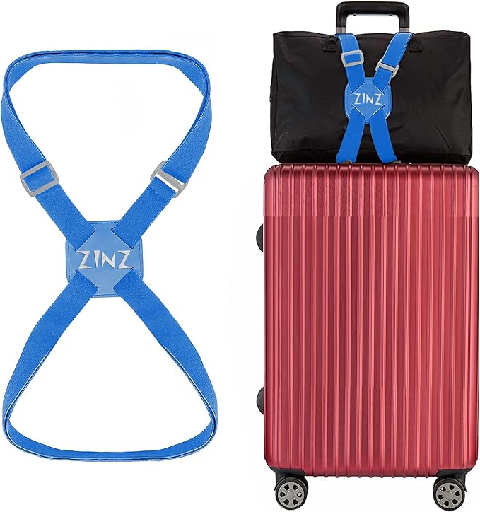 ZINZ Luggage Strap, High Elastic Suitcase Belt Adjustable Bag Bungees for Easier Travel，Blue