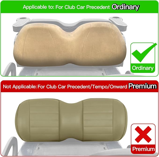NOKINS 4PCS Golf Cart Seat Covers Kit, Front and Rear Seat Covers Fits Club Car Precedent Standard Seat Cushion, Club Car Vinyl Seat Covers Accessories, No Staples (Brown Brown 8438)
