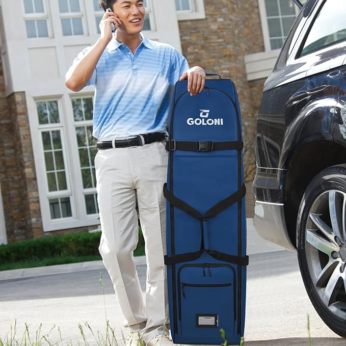 Goloni Golf Travel Bag with Wheels, Golf Travel Case for Airlines, 900D Heavy Duty Oxford Wear-Resistant Soft-Sided