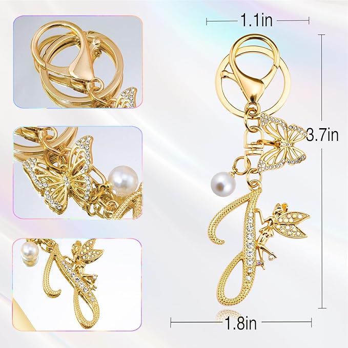 Initial Keychain Bag Charm Women Purse Charms for Handbags Accessories Charm for Wallet Butterfly Pendant for Girls