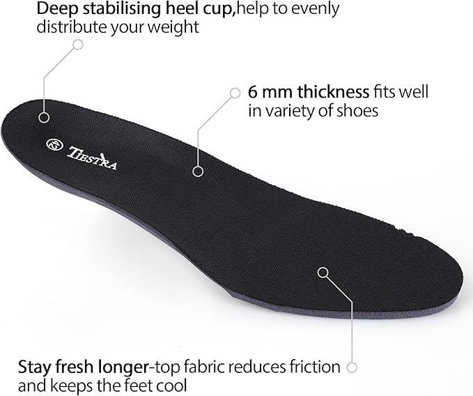 Insoles for Womens Memory Foam Shoe Inserts,Replacement Insoles for Work Boot Running Shoes-Shock Absorption and Cushion for Feet Relief,Comfort Inner Soles for Everyday Use Black 39EU/US8