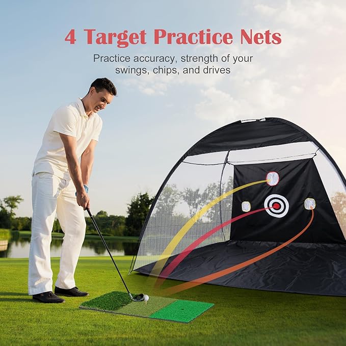 Golf Net, 10 x 7ft Backyard Practice net, Golf Hitting,Driving Net with mat for Indoor/Outdoor