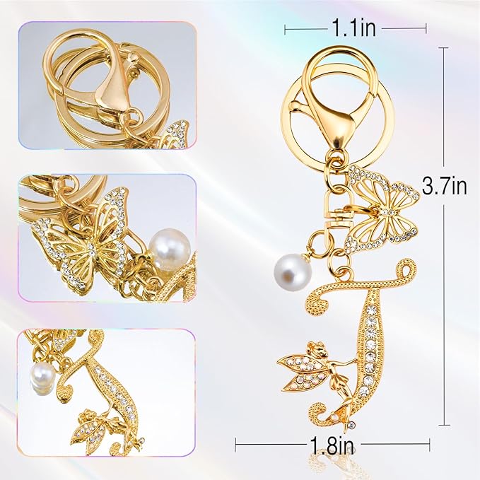 Initial Keychain Bag Charm Women Purse Charms for Handbags Accessories Charm for Wallet Butterfly Pendant for Girls