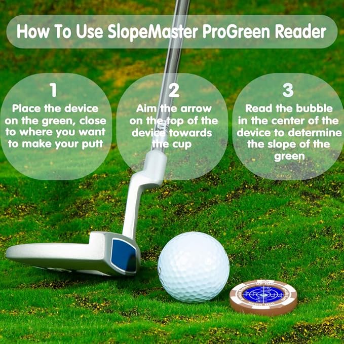 SlopeMaster ProGreen Reader - Golf Ball Marker with High Precision Green Reading Aid Golf Accessories for Men Women