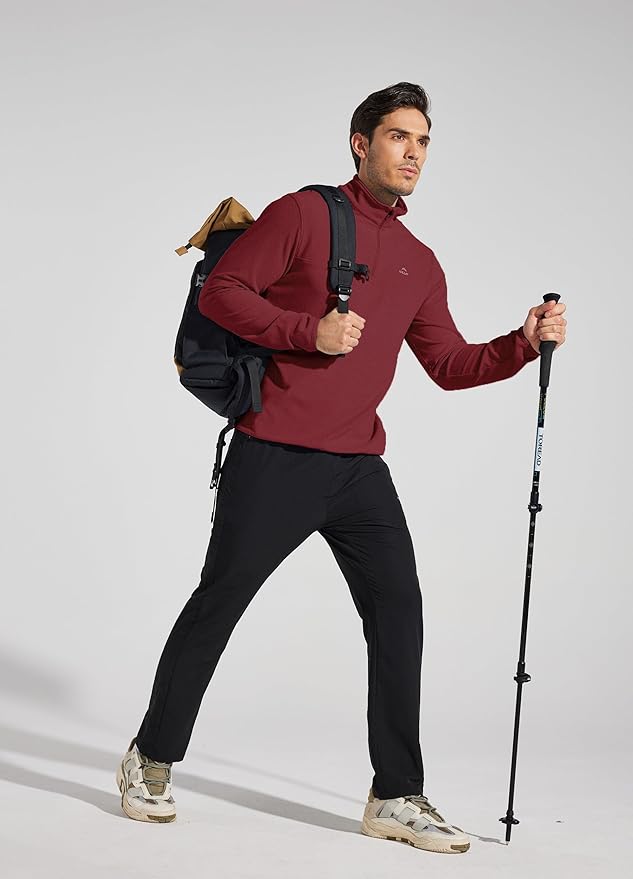 Willit Men's Fleece Pullover Winter Shirts Long Sleeve Quarter Zip Cold Weather Golf Hiking Casual Warm Shirts