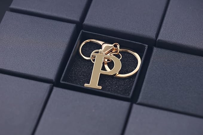 LAXPICOL Gold Letter A-Z Keychain for Women Bag Charms Purse Charms For Handbags Metal Alphabet Initial Letter Keychain
