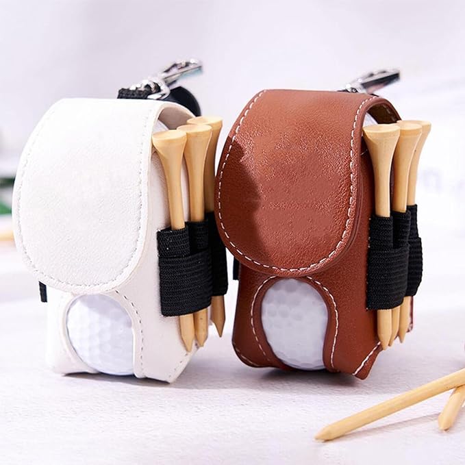Drawelry Personalized Golf Balls Bag, Mini Golf Ball Pouch Storage Bag Portable Leather Golf Tee Holder Fathers Day Birthday Gift for Golfers Men Women