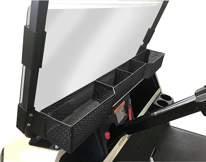 Huskey Golf Cart Front Basket Storage Basket Dash Basket Compatible W/EZGO TXT/RXV,Club Car DS (2000.5+) Precedent/Tempo/Onward,Yamaha G29 Drive2 2007+ One Piece Solid Design & Larger Compartments
