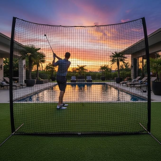 Black Polyester Golf Practice Fence Net, Heavy Duty Golf Ball Barrier Net, Indoor Outdoor Portable Golf Seine Net, Golf Batting Net, Adjustable Protective Net for Backyard