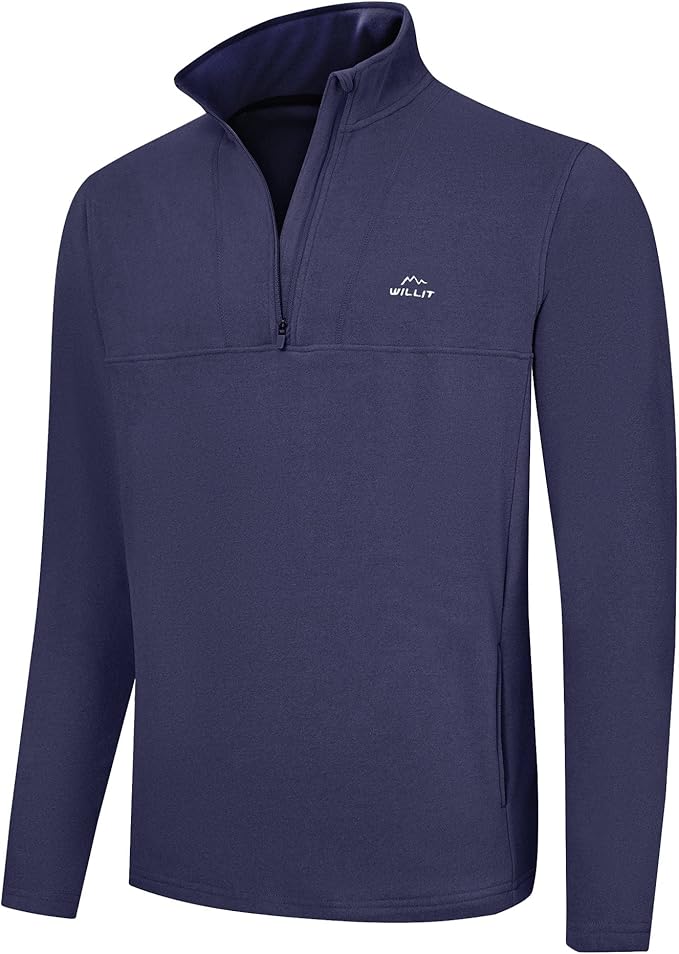 Willit Men's Winter Shirts Fleece Pullover with Pocket Quarter Zip Cold Weather Golf Hiking Casual Warm Shirts Long Sleeve