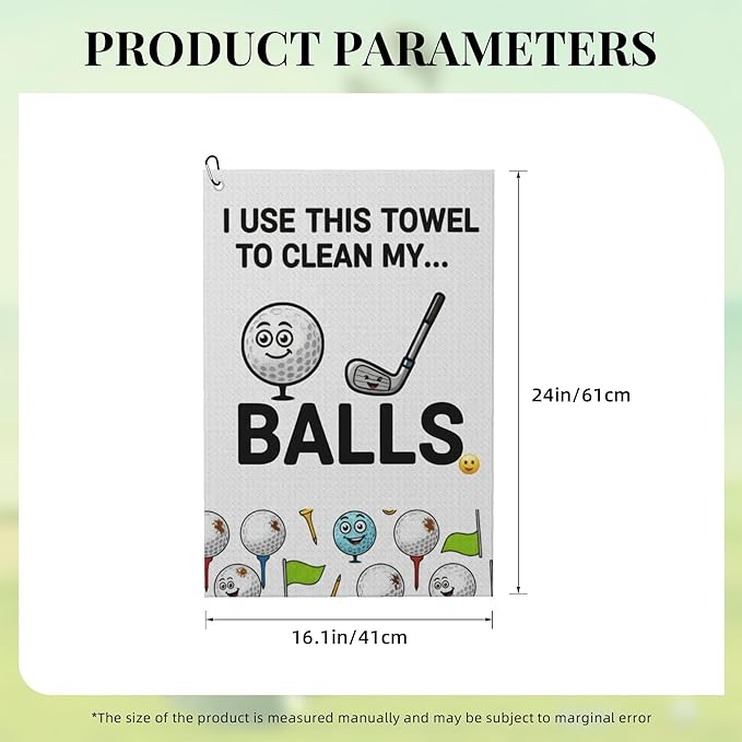 Funny Golf Towel with Carabiner Clip 24"x16" Cute Fun Golf Towels for Golf Bags Microfiber Waffle Golfs Rag for Disc Balls Clubs Golfs Accessories for Men Women Dad Husband