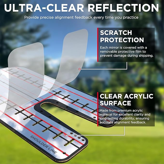 KINGTOP Golf Putting Mirror - Alignment Putting Training Aids for Consistency & Accuracy - Ideal for Indoor | Outdoor Practice, with Carry Bag and Golf Tees