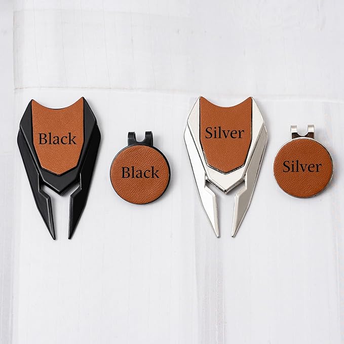 Personalized Leather Divot Repair Tool Set, Custom Golf Ball Marker for Men, Engraved Golf Turf Tools Gift for Dad Golfer