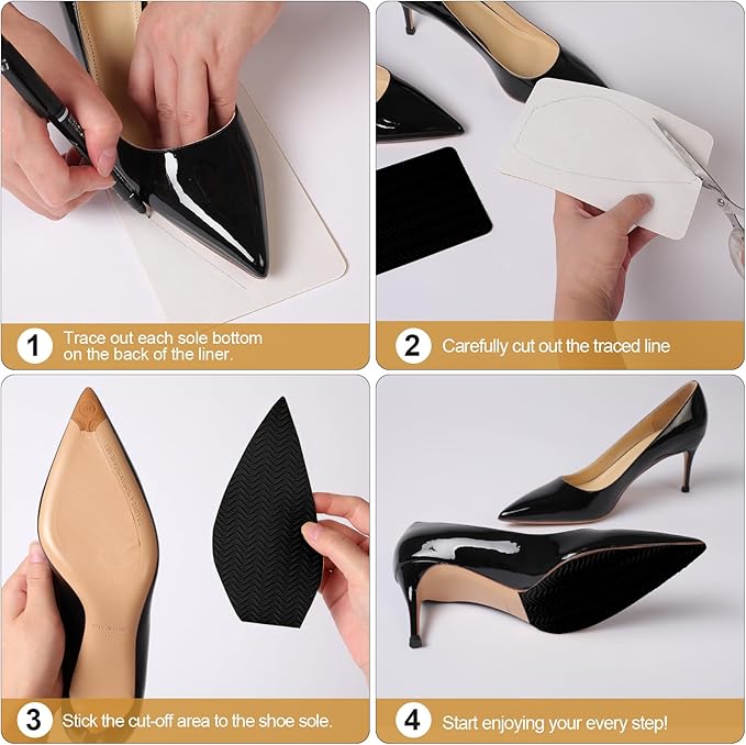 Sole Protector for High Heels, Shoes Grips on Bottom of Shoes,Shoe Bottom Protectors Anti Slip Grips Self Adhesive Silicone Non Slip Shoe Pads