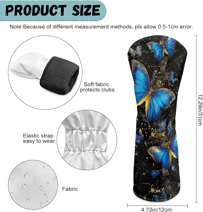 Golf Club Head Covers for Club Protective, Waterproof PU Leather Driver Fairway Wood Hybrid Head Cover