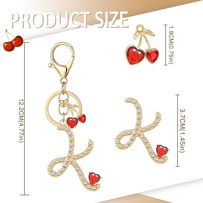 Gold Plated Alphabet Initial Letter Keyring Keychain for Women Girls Crystal Key Chains for Wallet Backpack Bag Charm