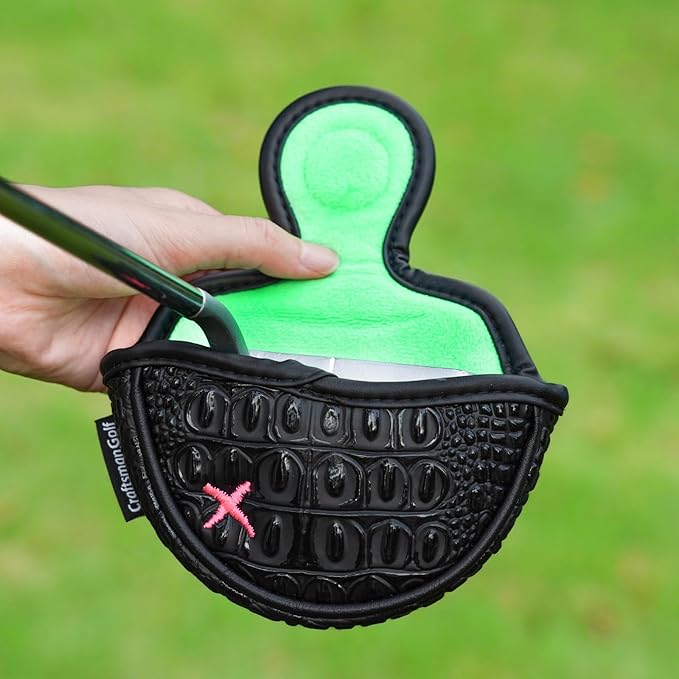 Craftsman Golf DF3 Putter Cover Golf Headcover Center Shaft Birdie Design OZ1 Headcover Mallet Putter Cover with Magnetic Closure for Driver Mid Mallet Putter Heel Shafted