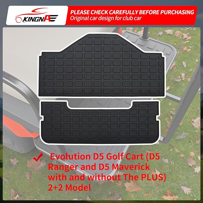 Floor Mats Compatible with 2023-2025 Evolution D5 Golf Cart (D5 Ranger and D5 Maverick with and Without The Plus) 2+2 Model TPE All Weather Guard Protector Accessories