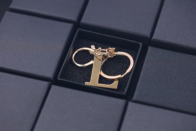 LAXPICOL Gold Letter A-Z Keychain for Women Bag Charms Purse Charms For Handbags Metal Alphabet Initial Letter Keychain