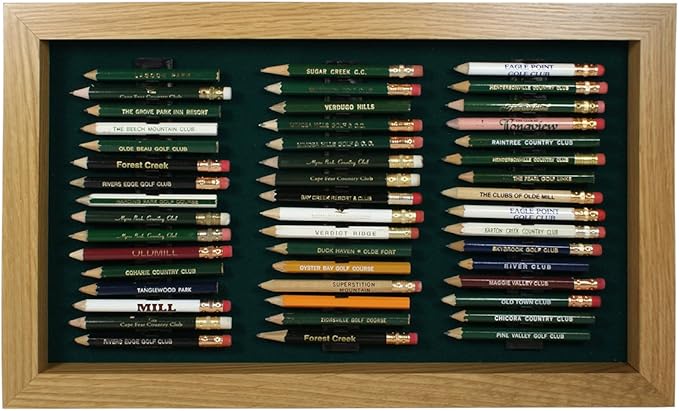 Eureka Golf Pencil Display Case | Holds 48 Round or Hexagonal Golf Pencils | Oak Finish | Made in The USA