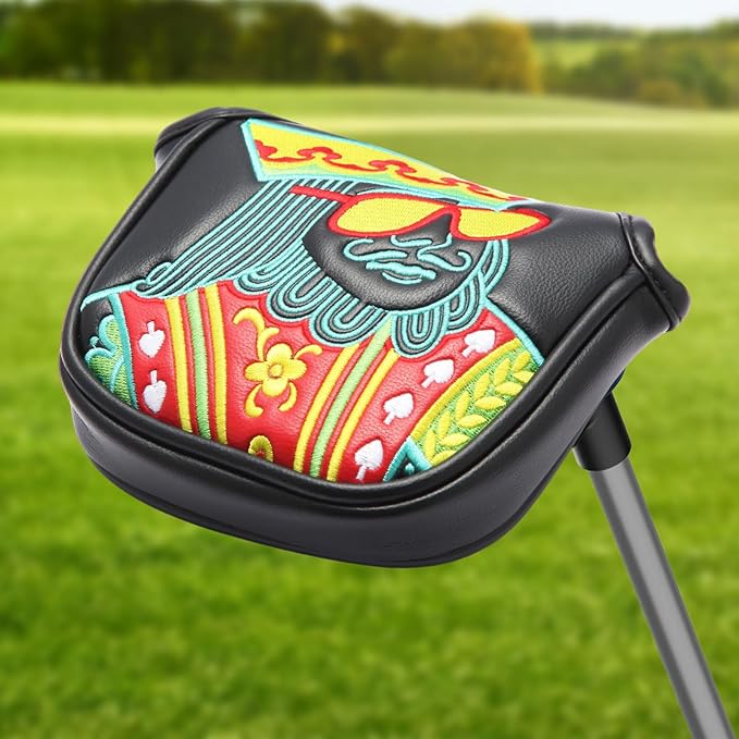 Poker Golf Headcover Golf Club Covers Fairway Wood Cover Headcover with Premium Synthetic Leather Material Embroidery Poker Pattern Fits for All Brand Golf Clubs.