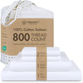 Threadmill Luxury Queen Sheet Set 800 Thread Count for Queen Size Bed - Hotel White Sateen Queen Bed Sheets, Better Than Egyptian Cotton,4 Pc Solid Soft Breathable Bed Set, Fits 16" Deep Pocket