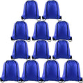 KUUQA 12 Pcs Drawstring Backpack Bags Sport Gym Sack Cinch Bags Bulk for School Traveling and Storage (Blue)