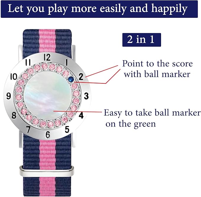 Golf Ball Marker with Golf Stroke Counter Bracelet, Pearl Crystal Ball Marker, Golf Accessories, Golf Gifts, Golf Counters for Women