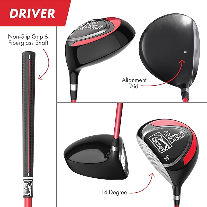 PGA Tour Youth Golf Club Set – Ages 3-5 (3’6”-4’1”) and 5-8 (4’1” - 4'8") Right and Left Handed Beginner Junior Golf Clubs with Lightweight Golf Bag, Mallet Putter, Driver by Golfgen