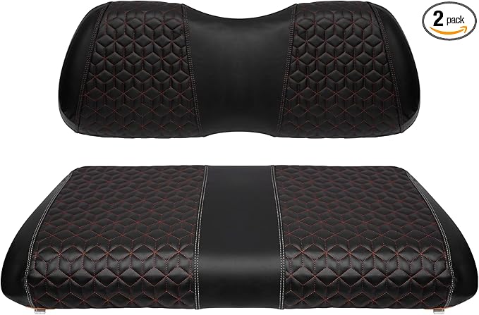 Golf Cart Seat Covers Front for Club Car Precedent 2004+ Standard Seat Cushion, EZGO Vinyl Leather Seat Cover Set Replacement Accessories, No Staples, Black(4 PCS)